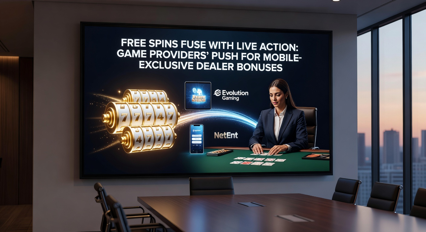 A live dealer at a high-tech table integrates spinning reels on a mobile screen, showcasing hybrid slot-live casino action