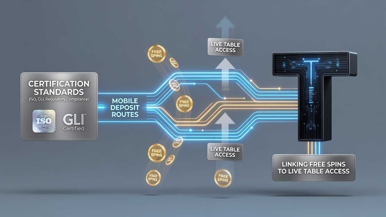 Diagram of tiered loyalty structure with arrows linking certified deposits, free spins, and live table access