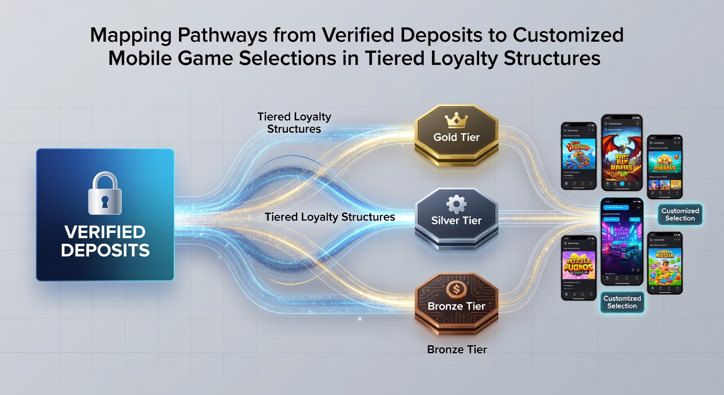 Diagram illustrating deposit verification flows into mobile loyalty tier game recommendations